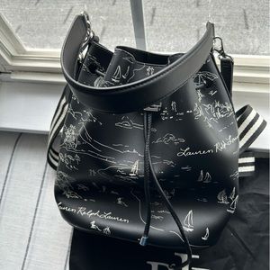 Ralph Lauren summer beach themed coated canvas/vegan leather bag